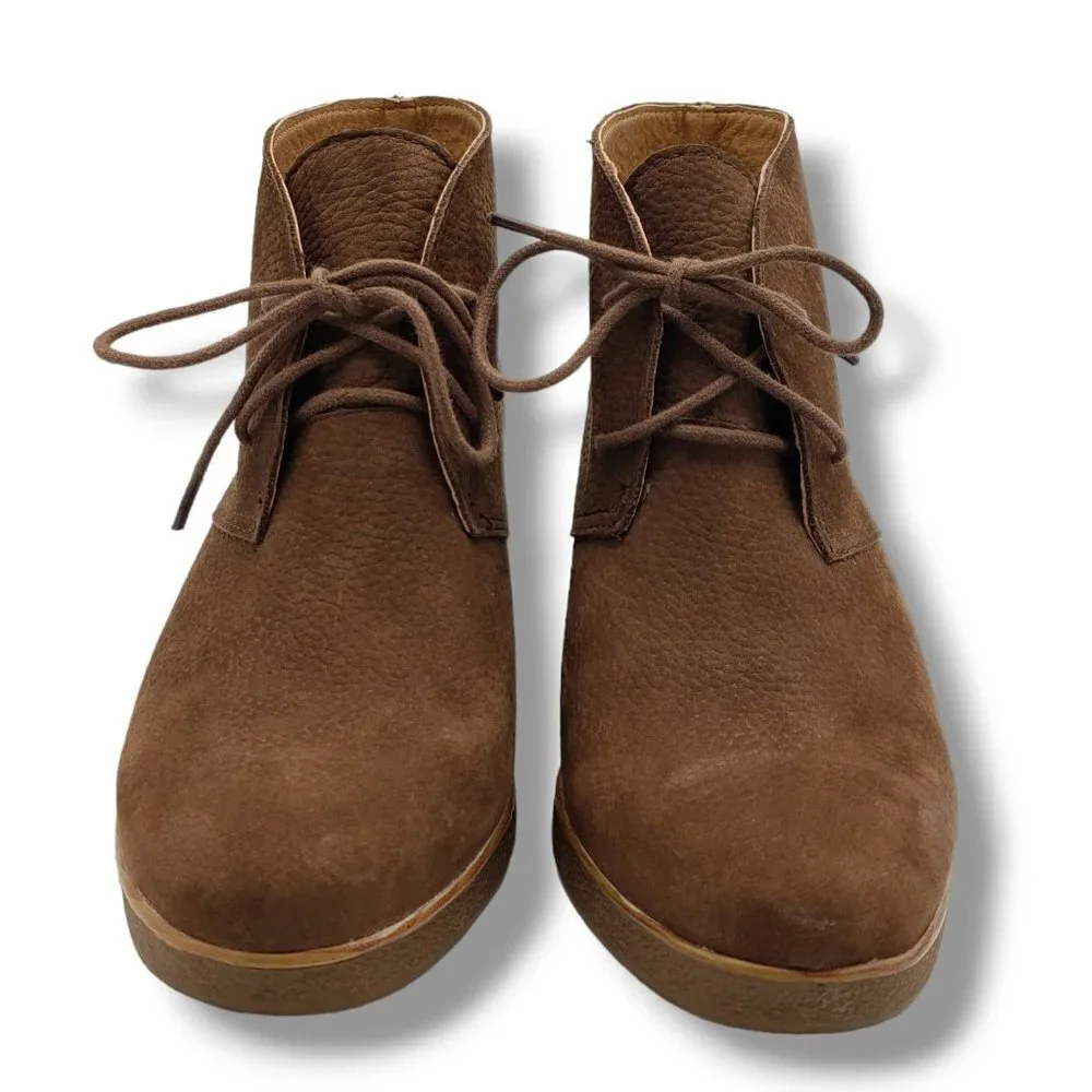 Lucky Brand Junes Wedge Boot Womens 8.5 Brown Nubuck Leather‎